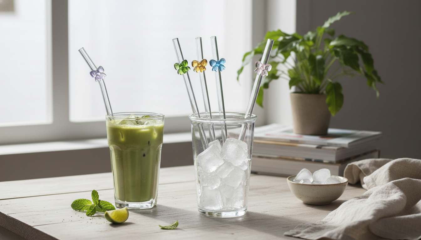 19-Inch Glass Bowtie Straw for Tall Iced Drinks