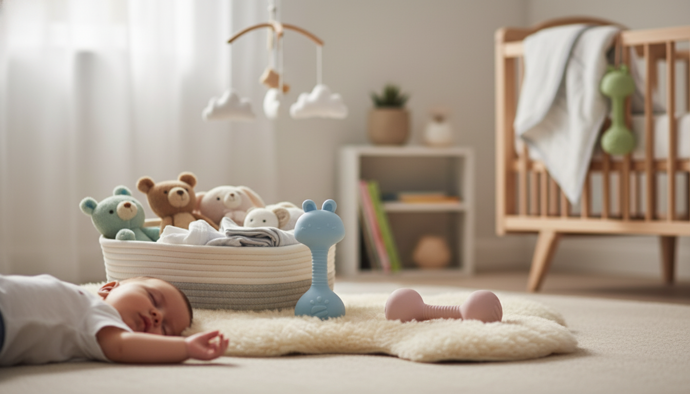 BPA-Free Silicone Rattle Teether Dumbbell for Babies