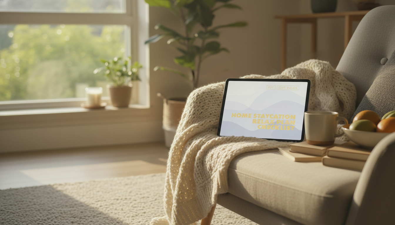 Home Staycation Relax Plan Checklist (Digital Download)