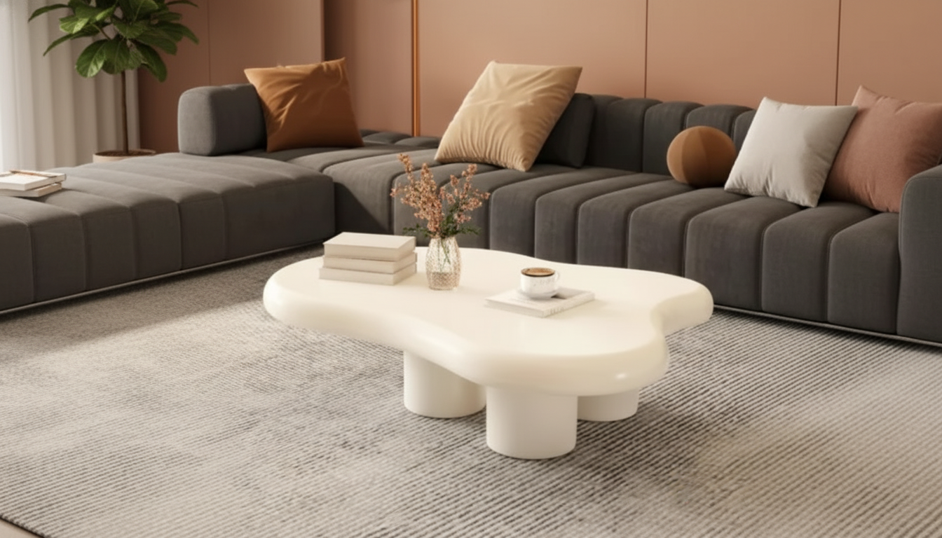 Milky White Cloud Coffee Table: Calm, Modern Style