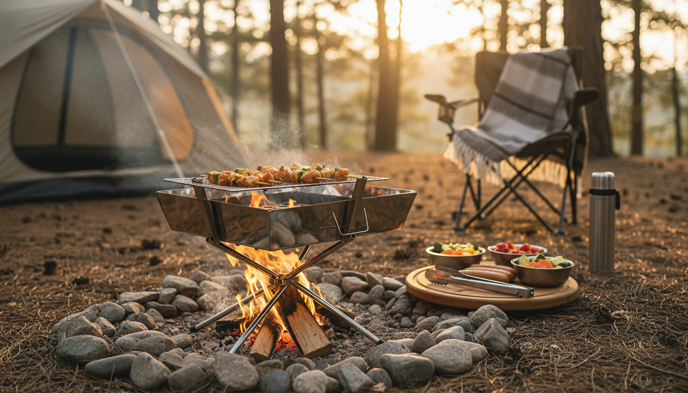 Pack-Flat Stainless Campfire Grill & Wood Stove Guide