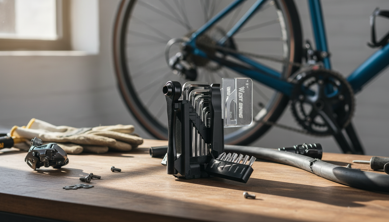 Portable Bike Ratchet Multi-Tool Kit: Hex Keys & Tyre Lever