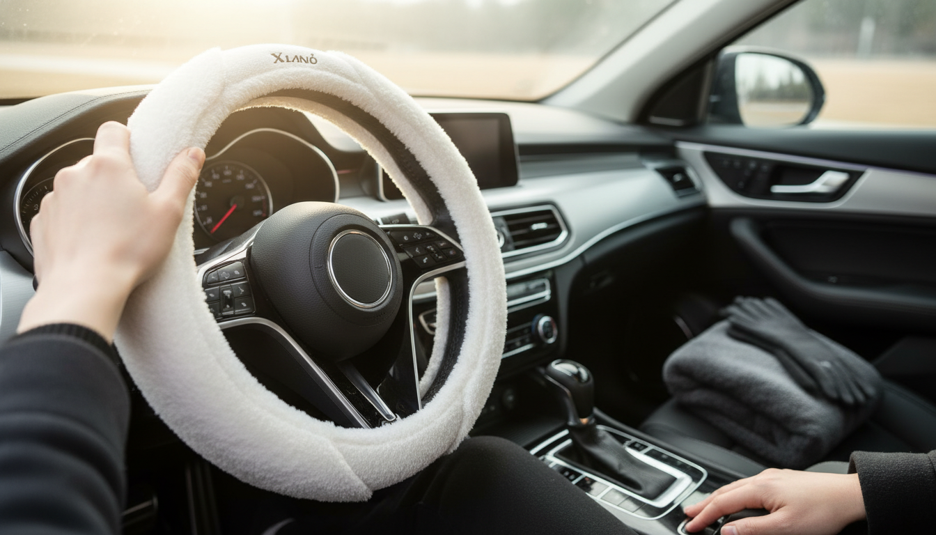 Warm Plush Steering Wheel Cover (14.5–15 in)