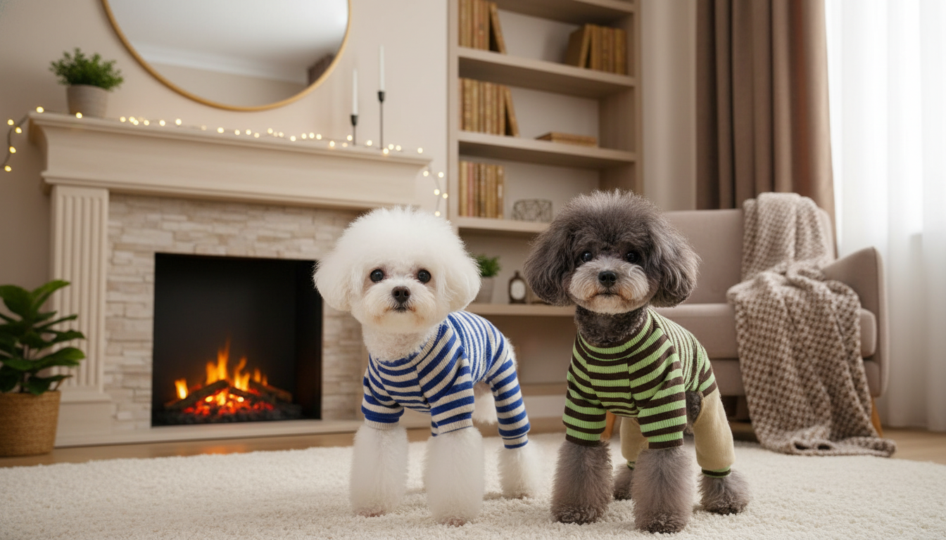 Winter Striped Pet Jumpsuit: Warm, Cozy Full-Body Fit