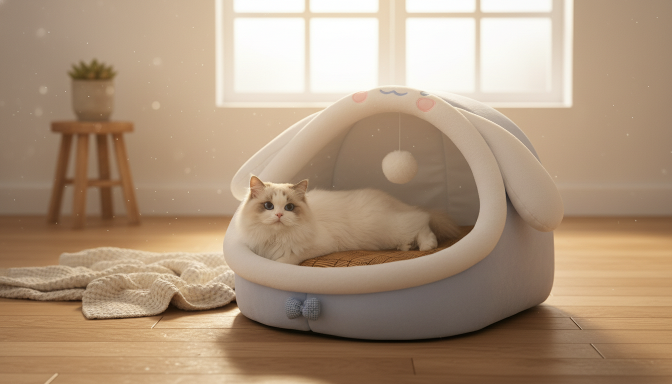 Cozy Rabbit Ears Pet Bed: Warm Basket for Kittens