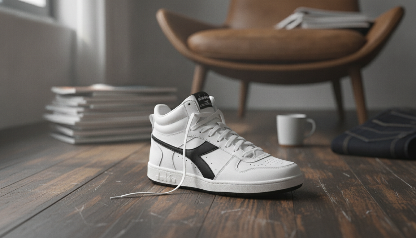 Diadora Men’s Black Leather Sneakers: Sleek Daily Comfort