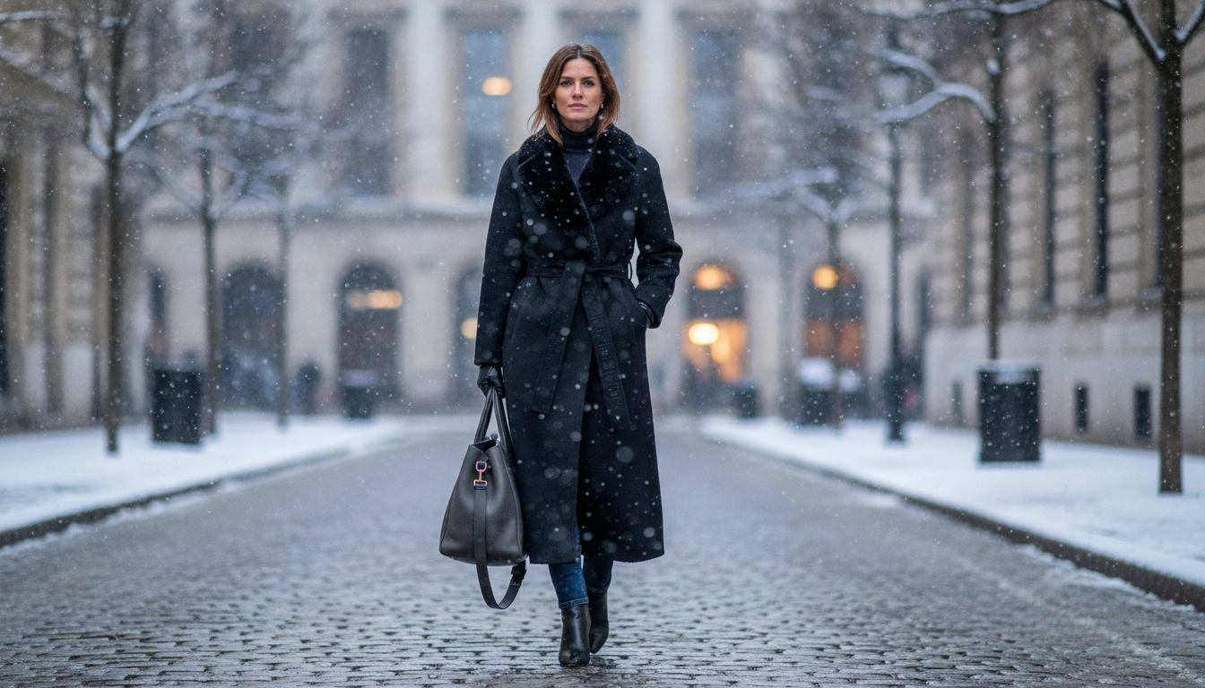 Fendi Wool Coat with Lamb Fur Detail: Winter Styling