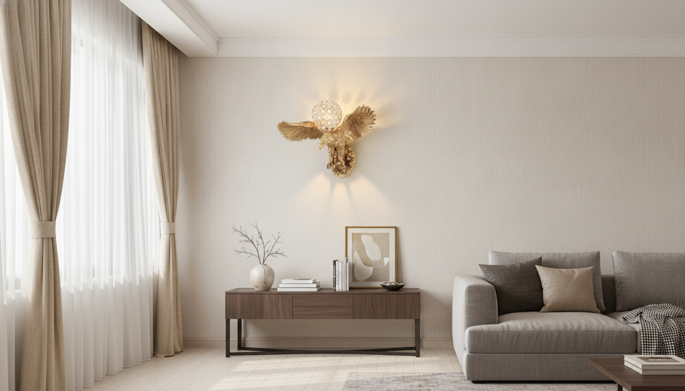 Modern Gold Eagle Wall Lamp Styling, Placement & Bulbs