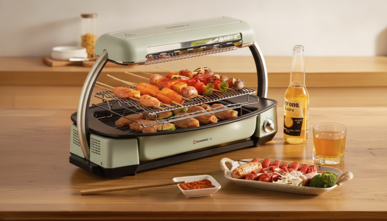 Smokeless Indoor Electric Grill: Non-Stick + Temp Control