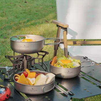 Ultralight Titanium Plate & Pan Set for Backpacking